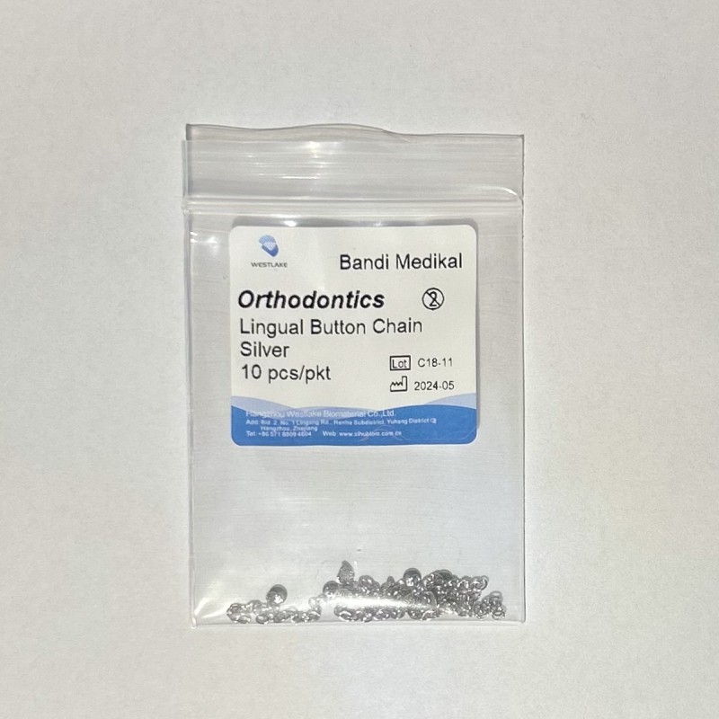 Lingual Button Chain Silver - Zincirli Buton 10lu paket