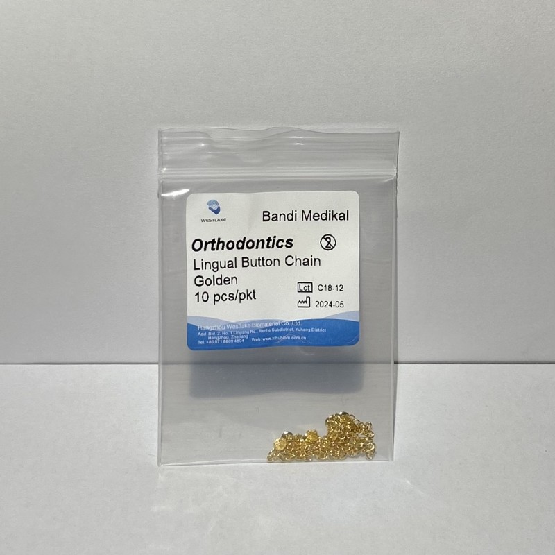 Lingual Button Chain Gold - Zincirli Buton 10lu paket